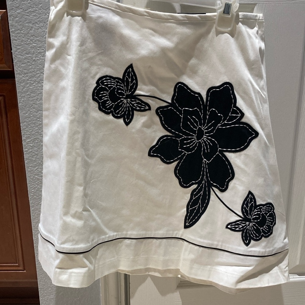 Elegant White and Black Floral Skirt